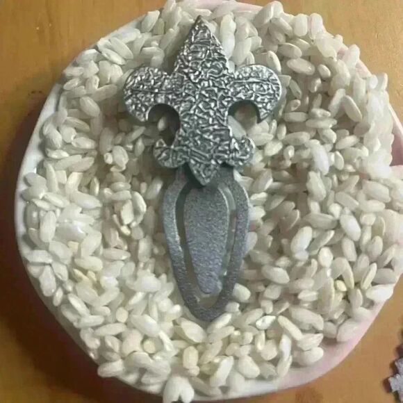 Fleur de Lis pewter eagle bookmark // Boy Scouts eagle USA vintage item - Picture 2 of 4